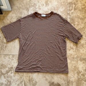 Raw brown and white striped shirt, soft